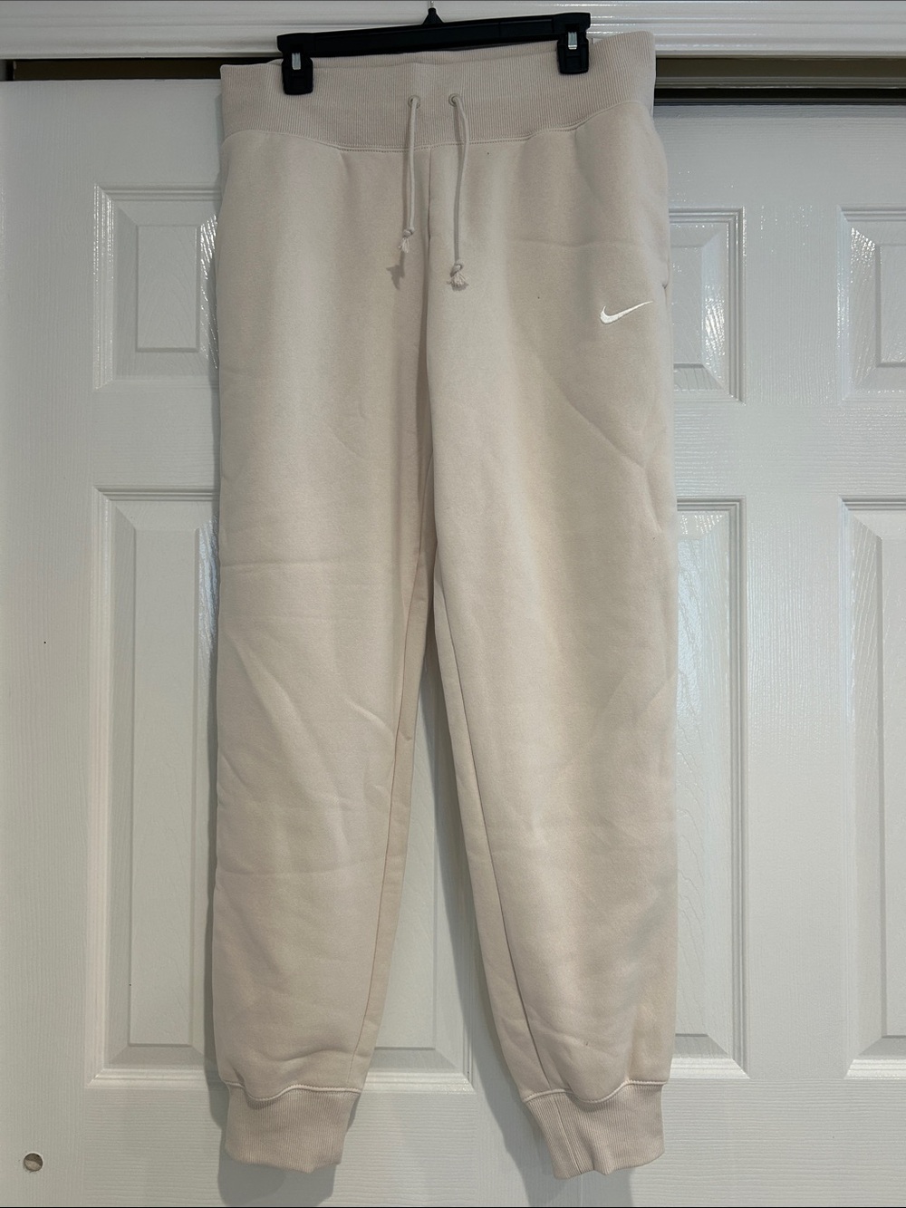 Nike Kids Cream Jogger Sweatpants with White Swoosh